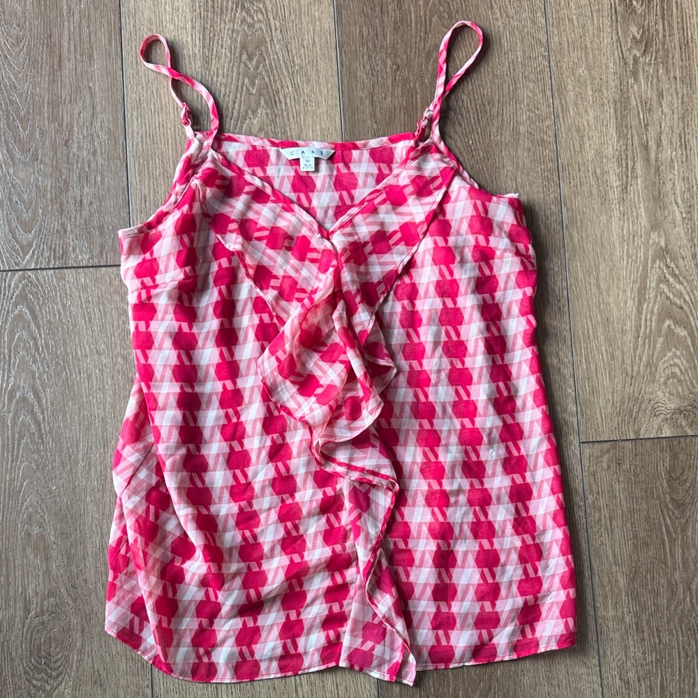 CAbi Pink and White Camisole